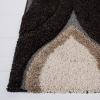 SAFAVIEH Florida Shag Collection Area Rug – 8’6″ x 12′, Cream & Smoke, Modern Ogee Design, Non-Shedding & Easy Care, 1.2-inch Thick Ideal for High Traffic Areas in Living Room, Bedroom (SG461-1179)(Dark Brown/Ivory)