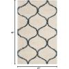 SAFAVIEH Hudson Shag Collection Area Rug – 5’3″ x 7’6″, Grey & Ivory, Moroccan Trellis Design, Non-Shedding & Easy Care, 2-inch Thick Ideal for High Traffic Areas in Living Room, Bedroom (SGH280B)(Ivory/Steel Blue)
