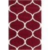 SAFAVIEH Hudson Shag Collection Area Rug – 5’3″ x 7’6″, Grey & Ivory, Moroccan Trellis Design, Non-Shedding & Easy Care, 2-inch Thick Ideal for High Traffic Areas in Living Room, Bedroom (SGH280B)(Red/Ivory)
