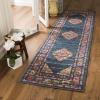 SAFAVIEH Madison Collection Area Rug – 5’1″ x 7’6″, Light Blue & Orange, Boho Chic Medallion Design, Non-Shedding & Easy Care, Ideal for High Traffic Areas in Living Room, Bedroom (MAD133A)(Blue/Fuchsia)