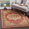 SAFAVIEH Mahal Collection Area Rug – 8′ x 10′, Natural & Navy, Traditional Oriental Design, Non-Shedding & Easy Care, Ideal for High Traffic Areas in Living Room, Bedroom (MAH625B)(Natural/Navy)