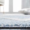 SAFAVIEH Moroccan Tassel Shag Collection Accent Rug – 4’5″ x 6’5″, Ivory & Black, 0.75-inch Thick Ideal for High Traffic Areas in Entryway, Living Room, Bedroom (MTS452A)(Ivory/Light Blue)