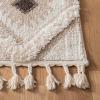 SAFAVIEH Moroccan Tassel Shag Collection Area Rug – 5’3″ x 7’6″, Ivory & Grey, Boho Design, Non-Shedding & Easy Care, 2-inch Thick Ideal for High Traffic Areas in Living Room, Bedroom (MTS601F)(Ivory/Brown)