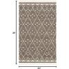 SAFAVIEH Natural Kilim Collection Area Rug – 5′ x 8′, Natural & Ivory, Handmade Moroccan Boho Tribal Wool & Viscose, Ideal for High Traffic Areas in Living Room, Bedroom (NKM316B)(Brown/Ivory)