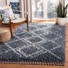 SAFAVIEH Pro Luxe Shag Collection Area Rug – 5′ x 8′, Blue & Creme, Moroccan Boho Tassel Design, Non-Shedding & Easy Care, 2.4-inch Thick Ideal for High Traffic Areas in Living Room, Bedroom (PLX432L)(Blue/Creme)
