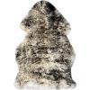SAFAVIEH Sheep Skin Collection Accent Rug – 3′ x 5′, Steel Blue, Handmade Rustic Glam Genuine Pelt, 3.4-inch Thick Ideal for High Traffic Areas in Entryway, Living Room, Bedroom (SHS121B)(Ivory/Dark Charcoal)