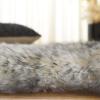 SAFAVIEH Sheep Skin Collection Accent Rug – 3′ x 5′, Steel Blue, Handmade Rustic Glam Genuine Pelt, 3.4-inch Thick Ideal for High Traffic Areas in Entryway, Living Room, Bedroom (SHS121B)(Ivory/Smoke Grey)