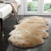 SAFAVIEH Sheep Skin Collection Accent Rug – 3′ x 5′, Steel Blue, Handmade Rustic Glam Genuine Pelt, 3.4-inch Thick Ideal for High Traffic Areas in Entryway, Living Room, Bedroom (SHS121B)(Natural Beige)