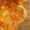 SAFAVIEH Sheep Skin Collection Accent Rug – 3′ x 5′, Steel Blue, Handmade Rustic Glam Genuine Pelt, 3.4-inch Thick Ideal for High Traffic Areas in Entryway, Living Room, Bedroom (SHS121B)(Champagne/Copper Brown)