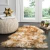 SAFAVIEH Sheep Skin Collection Accent Rug – 3′ x 5′, Steel Blue, Handmade Rustic Glam Genuine Pelt, 3.4-inch Thick Ideal for High Traffic Areas in Entryway, Living Room, Bedroom (SHS121B)(Off White/Coco Brown)
