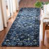 SAFAVIEH Vintage Hamadan Collection Area Rug – 8′ Round, Red & Multi, Traditional Persian Design, Non-Shedding & Easy to Clean, Ideal for Living Room, Bedroom, Dining Space (VTH211A)(Blue/Grey)