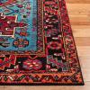 SAFAVIEH Vintage Hamadan Collection Area Rug – 8′ Round, Red & Multi, Traditional Persian Design, Non-Shedding & Easy to Clean, Ideal for Living Room, Bedroom, Dining Space (VTH211A)(Red/Light Blue)