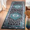 SAFAVIEH Area Rug 8×10 – Vintage Hamadan Collection – Large – Turquoise & Black, Traditional Oriental Design, Non-Shedding & Easy Cleaning, Ideal for Living Room, Bedroom, Dining Space (VTH204K)(Green/Black)