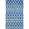 SAFAVIEH Blossom Collection Area Rug – 6′ Square, Beige & Ivory, Handmade Moroccan Wool, Ideal for High Traffic Areas in Living Room, Bedroom (BLM115B)(Navy/Ivory)