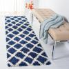 SAFAVIEH Dallas Shag Collection Area Rug – 5’1″ x 7’6″, Seafoam & Ivory, Trellis Design, Non-Shedding & Easy Care, 1.5-inch Thick Ideal for High Traffic Areas in Living Room, Bedroom (SGD258C)(Navy/Ivory)