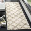 SAFAVIEH Dallas Shag Collection Area Rug – 5’1″ x 7’6″, Seafoam & Ivory, Trellis Design, Non-Shedding & Easy Care, 1.5-inch Thick Ideal for High Traffic Areas in Living Room, Bedroom (SGD258C)(Ivory/Beige)