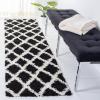 SAFAVIEH Dallas Shag Collection Area Rug – 5’1″ x 7’6″, Seafoam & Ivory, Trellis Design, Non-Shedding & Easy Care, 1.5-inch Thick Ideal for High Traffic Areas in Living Room, Bedroom (SGD258C)(Black/Ivory)