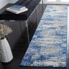 SAFAVIEH Evoke Collection 8′ x 10′ Ivory / Dark Grey EVK272G Modern Abstract Non-Shedding Living Room Bedroom Dining Home Office Area Rug(Dark Blue/Grey)