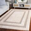 SAFAVIEH Florida Shag Collection Area Rug – 5’3″ x 7’6″, Creme & Creme, Border Design, Non-Shedding & Easy Care, 1.2-inch Thick Ideal for High Traffic Areas in Living Room, Bedroom (SG454-1111)(Beige/Dark Beige)