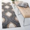 SAFAVIEH Florida Shag Collection Area Rug – 8’6″ x 12′, Cream & Smoke, Modern Ogee Design, Non-Shedding & Easy Care, 1.2-inch Thick Ideal for High Traffic Areas in Living Room, Bedroom (SG461-1179)(Grey/Ivory)