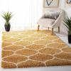 SAFAVIEH Hudson Shag Collection Area Rug – 5’3″ x 7’6″, Grey & Ivory, Moroccan Trellis Design, Non-Shedding & Easy Care, 2-inch Thick Ideal for High Traffic Areas in Living Room, Bedroom (SGH280B)(Gold/Ivory)