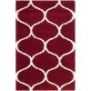 SAFAVIEH Hudson Shag Collection Area Rug – 5’3″ x 7’6″, Grey & Ivory, Moroccan Trellis Design, Non-Shedding & Easy Care, 2-inch Thick Ideal for High Traffic Areas in Living Room, Bedroom (SGH280B)(Red/Ivory)