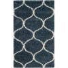 SAFAVIEH Hudson Shag Collection Area Rug – 5’3″ x 7’6″, Grey & Ivory, Moroccan Trellis Design, Non-Shedding & Easy Care, 2-inch Thick Ideal for High Traffic Areas in Living Room, Bedroom (SGH280B)(Slate Blue/Ivory)