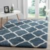 SAFAVIEH Hudson Shag Collection Area Rug – 8′ x 10′, Slate Blue & Ivory, Moroccan Trellis Design, Non-Shedding & Easy Care, 2-inch Thick Ideal for High Traffic Areas in Living Room, Bedroom (SGH283L)(Slate Blue/Ivory)
