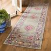 SAFAVIEH Madison Collection Area Rug – 5’1″ x 7’6″, Light Blue & Orange, Boho Chic Medallion Design, Non-Shedding & Easy Care, Ideal for High Traffic Areas in Living Room, Bedroom (MAD133A)(Light Grey/Fuchsia)