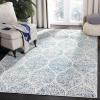 SAFAVIEH Madison Collection Area Rug – 5’3″ x 7’6″, Creme & Yellow, Glam Ogee Trellis Distressed Design, Non-Shedding & Easy Care, Ideal for High Traffic Areas in Living Room, Bedroom (MAD604C)(Cream/Turquoise)
