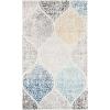 SAFAVIEH Madison Collection Area Rug – 5’3″ x 7’6″, Creme & Yellow, Glam Ogee Trellis Distressed Design, Non-Shedding & Easy Care, Ideal for High Traffic Areas in Living Room, Bedroom (MAD604C)(Ivory/Blue)