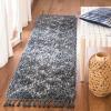 SAFAVIEH Pro Luxe Shag Collection Area Rug – 5′ x 8′, Blue & Creme, Moroccan Boho Tassel Design, Non-Shedding & Easy Care, 2.4-inch Thick Ideal for High Traffic Areas in Living Room, Bedroom (PLX432L)(Blue/Creme)