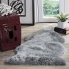 SAFAVIEH Sheep Skin Collection Accent Rug – 3′ x 5′, Steel Blue, Handmade Rustic Glam Genuine Pelt, 3.4-inch Thick Ideal for High Traffic Areas in Entryway, Living Room, Bedroom (SHS121B)(Steel Blue)
