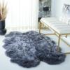 SAFAVIEH Sheep Skin Collection Accent Rug – 3′ x 5′, Steel Blue, Handmade Rustic Glam Genuine Pelt, 3.4-inch Thick Ideal for High Traffic Areas in Entryway, Living Room, Bedroom (SHS121B)(White)