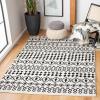 SAFAVIEH Tulum Collection Area Rug – 5’3″ x 7’6″, Ivory & Grey, Moroccan Boho Distressed Design, Non-Shedding & Easy to Clean, Ideal for Living Room, Bedroom, Dining Space (TUL240A)(Ivory/Black)
