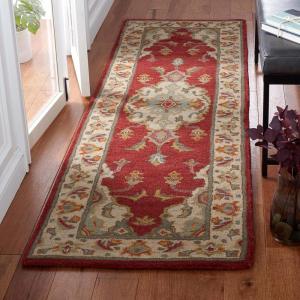 SAFAVIEH Antiquity Collection Area Rug – 5′ x 8′, Blue & Ivory, Handmade Traditional Oriental Wool, Ideal for High Traffic Areas in Living Room, Bedroom (AT520M)(Red/Grey)