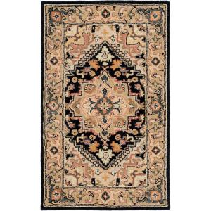 SAFAVIEH Area Rug 4×6 – Heritage Collection – Red, Handmade Wool, Traditional Oriental Medallion Design, Ideal for Living Room, Bedroom, Dining Space (HG625A)(Black/Gold)