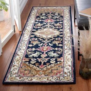 SAFAVIEH Area Rug 4×6 – Heritage Collection – Red, Handmade Wool, Traditional Oriental Medallion Design, Ideal for Living Room, Bedroom, Dining Space (HG625A)(Navy/Brown)