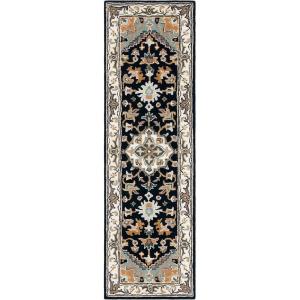 SAFAVIEH Area Rug 4×6 – Heritage Collection – Red, Handmade Wool, Traditional Oriental Medallion Design, Ideal for Living Room, Bedroom, Dining Space (HG625A)(Navy/Ivory)