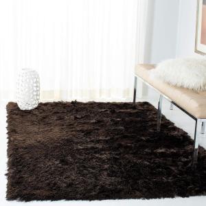 SAFAVIEH Area Rug 4×6 – Paris Shag Collection – Sage, Handmade, Soft Flowing Pile, Ideal for Ideal for Hallway, Foyer, Entryway, Bedroom (SG511-1003)(Chocolate)