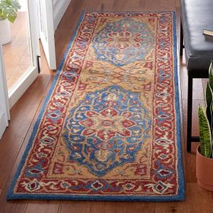 SAFAVIEH Area Rug 8×10 – Antiquity Collection – Large – Red & Blue, Handmade Wool, Traditional Design, Ideal for Living Room, Bedroom, Office, Dining Space (AT521Q)(Red/Blue)
