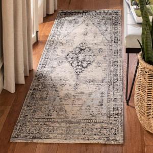 SAFAVIEH Area Rug 8×10 – Classic Vintage Collection – Large – Blue, Oriental Medallion Distressed Design, Non-Shedding & Easy Cleaning, Ideal for Living Room, Bedroom, Office, Dining Space (CLV113M)(Grey)