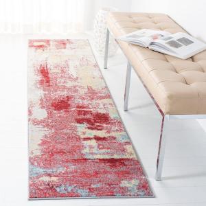 SAFAVIEH Area Rug 8×10 – Jasper Collection – Large – Grey & Gold, Modern Abstract Design, Non-Shedding & Easy Cleaning, Ideal for Living Room, Bedroom, Office, Dining Space (JSP101A)(Red/Ivory)