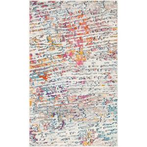 SAFAVIEH Area Rug 8×10 – Madison Collection – Large – Beige & Navy, Modern Abstract Design, Non-Shedding & Easy Cleaning, Ideal for Living Room, Bedroom, Office, Dining Space (MAD454A)(Light Blue/Orange)