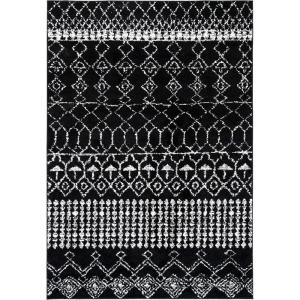 SAFAVIEH Area Rug 8×10 – Tulum Collection – Large – Ivory & Black, Moroccan Boho Distressed Design, Non-Shedding & Easy Cleaning, Ideal for Living Room, Bedroom, Office, Dining Space (TUL229B)(Black/Ivory)