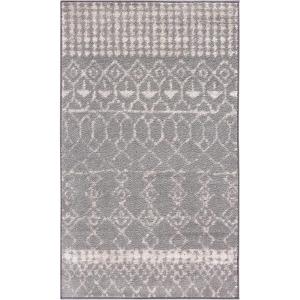 SAFAVIEH Area Rug 8×10 – Tulum Collection – Large – Ivory & Black, Moroccan Boho Distressed Design, Non-Shedding & Easy Cleaning, Ideal for Living Room, Bedroom, Office, Dining Space (TUL229B)(Grey/Ivory)