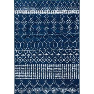 SAFAVIEH Area Rug 8×10 – Tulum Collection – Large – Ivory & Black, Moroccan Boho Distressed Design, Non-Shedding & Easy Cleaning, Ideal for Living Room, Bedroom, Office, Dining Space (TUL229B)(Navy/Ivory)