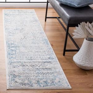 SAFAVIEH Area Rug 8×10 – Tulum Collection – Large – Ivory & Grey, Moroccan Boho Distressed Design, Non-Shedding & Easy to Clean, Ideal for Living Room, Bedroom, Dining Space (TUL271A)(Ivory/Teal)
