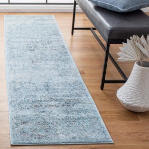 SAFAVIEH Area Rug 8×10 – Tulum Collection – Large – Ivory & Grey, Moroccan Boho Distressed Design, Non-Shedding & Easy to Clean, Ideal for Living Room, Bedroom, Dining Space (TUL271A)(Aqua Blue/Dark Grey)