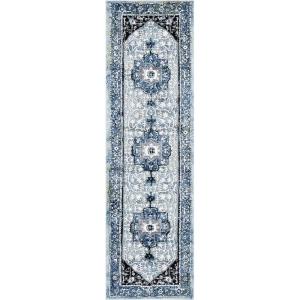 SAFAVIEH Area Rug 8×10 – Vintage Hamadan Collection – Large – Red & Orange, Traditional Oriental Medallion Design, Non-Shedding & Easy Cleaning, Ideal for Living Room, Bedroom, Dining Space (VTH259P)(Blue/Light Green)